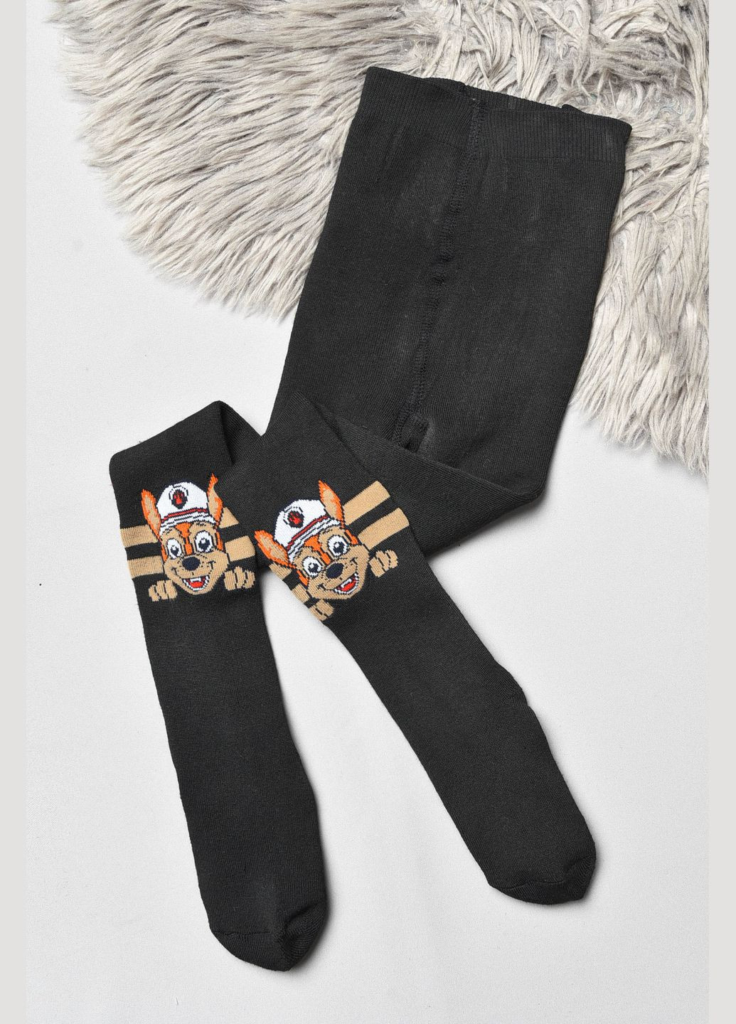 Колготы детские махровые для мальчика черного цвета с рисунком Let's Shop (304971609)