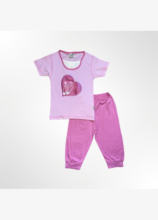 Рожева всесезон піжама дитяча (футболка з короткими рукавами + штани) 5-6 років 110-116 см рожевий (1058) футболка + штани Oztas