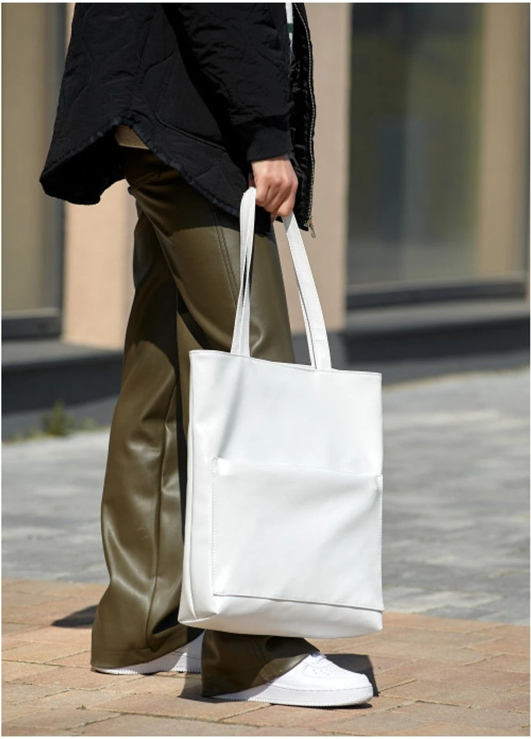 Жіноча сумка-шопер з екошкіри Shopper біла Sambag (313401170)