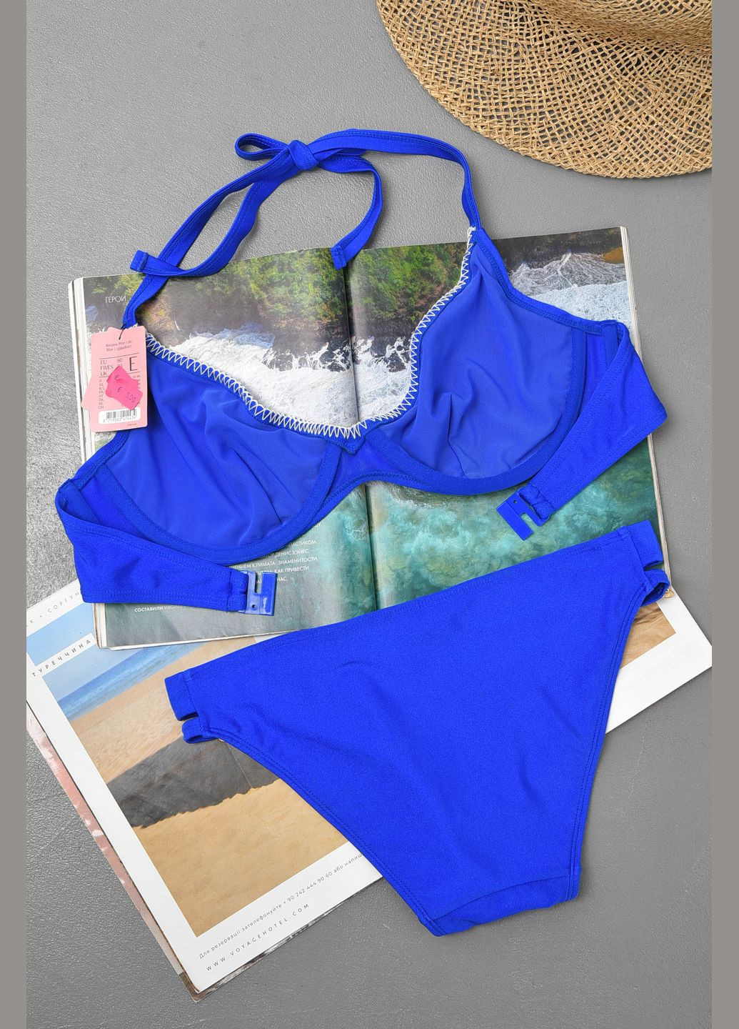Синій літній купальник жіночий синього кольору чашка e бікіні Let's Shop