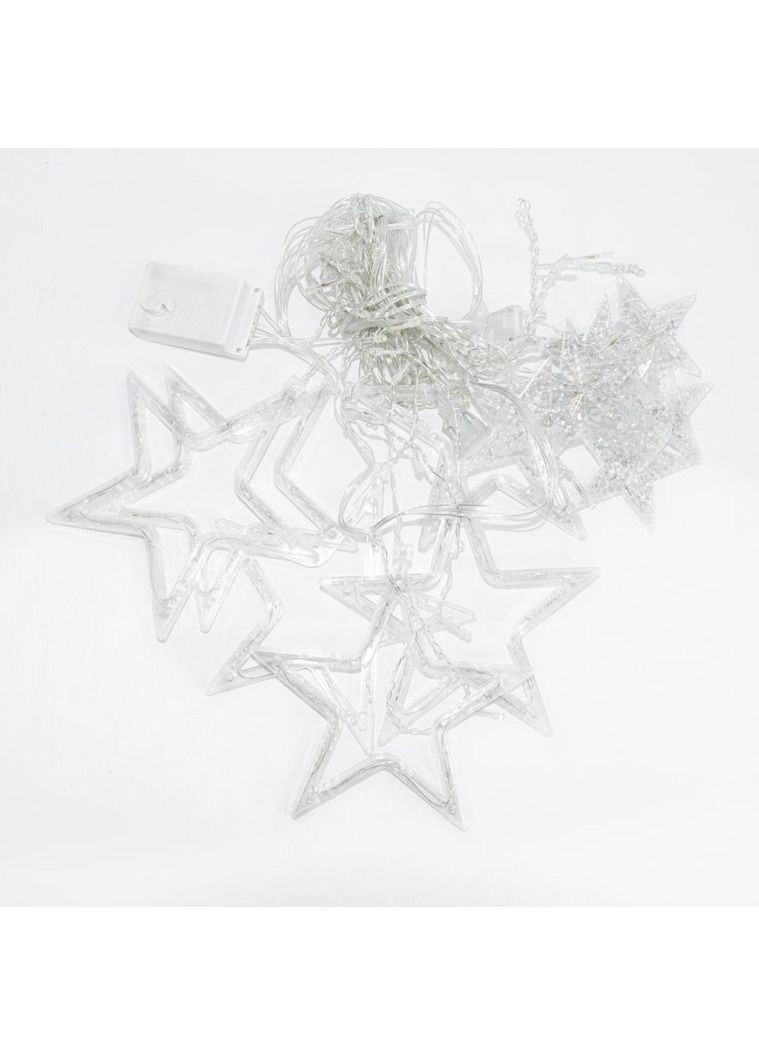 Гірлянда штора 3х0,7 м Зірки на 108 LED лампочок світлодіодна 6 великих та 6 маленьких зірок 9В 8 режимів 1733053ML Garlando (370373309)