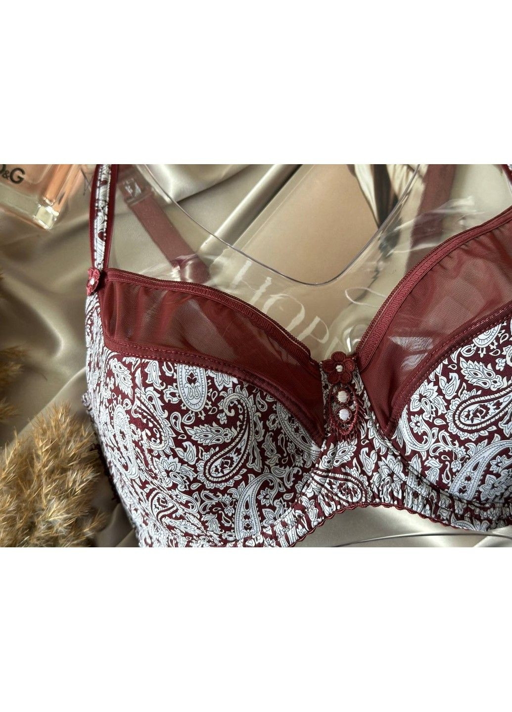 Бордовый бордовый бюстгальтер на большую грудь с тонким поролоном Lanny Mode