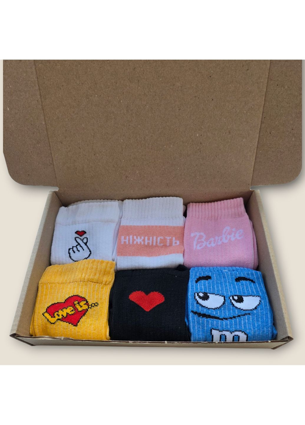 Белые набор хлопчатобумажных носков 6 пар ЯІС рисунки (371813725)