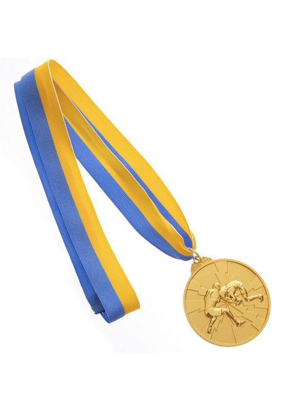 Медаль спортивная с лентой двухцветная d-6,5см Борьба C-4852 (металл, покрытие 2 тонны, 56g золото) SP-Sport (361436629)