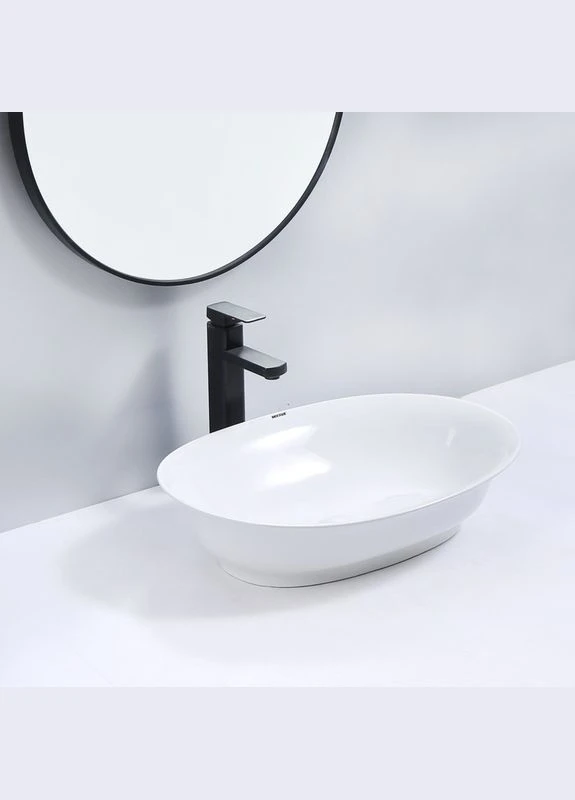 Накладная раковина Premium ELLIPSE-0103 550х390х140mm овальная белая из фарфора без отверстия (MP6553) Mixxus (398370099)