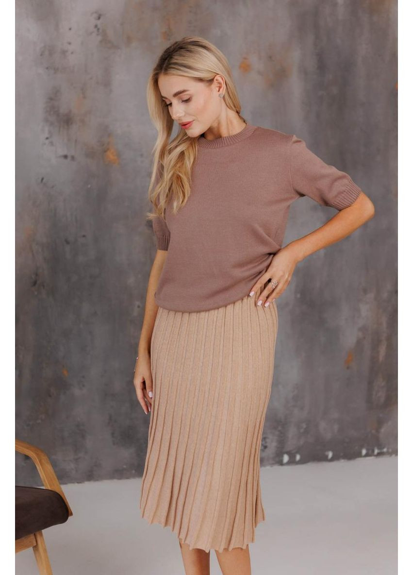 Бежевая вязаная женская юбка плиссе artknit (ak42707p) Art Knit