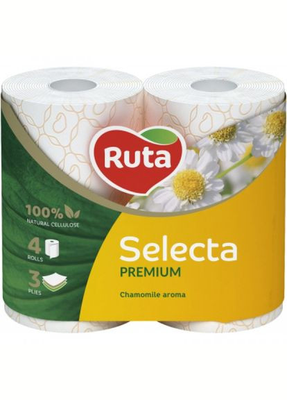 Туалетний папір Ruta selecta з ароматом ромашки 3 шари 4 рулони (268142432)