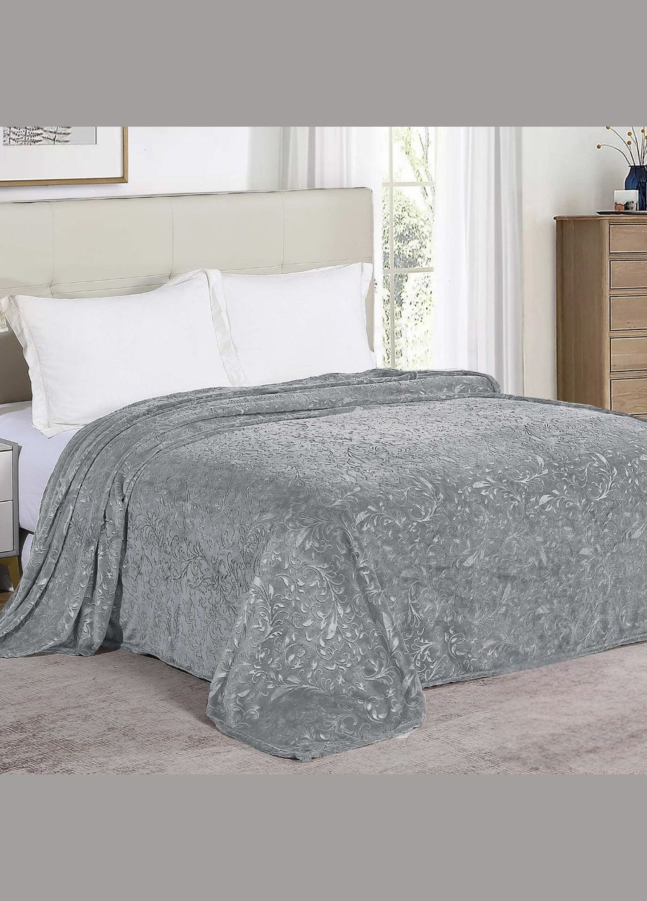 Плед-покрывало флисовый полуторный 150х210 серый Абстракция P12138 Ananasko (330823057)