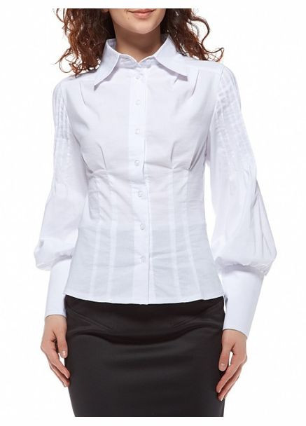 Деловая белая женская блузка с рукавом "буф" Р01 2 Льва (342415066)