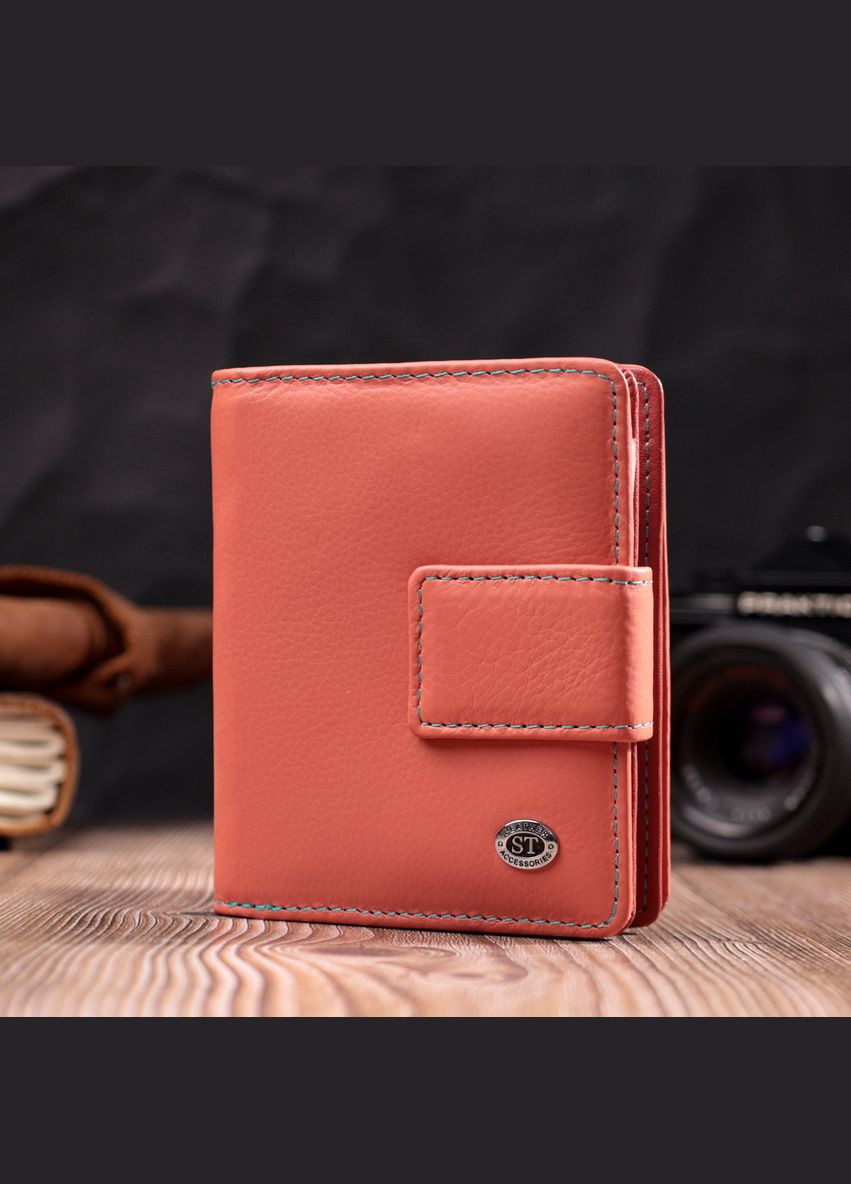 Кожаный маленький женский кошелек с монетницей 19438 Оранжевый st leather (306881489)