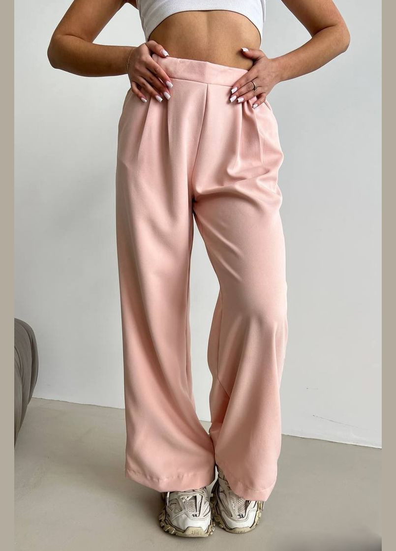 Штани жіночі розкльошені пудрового кольору Let's Shop (294607456)