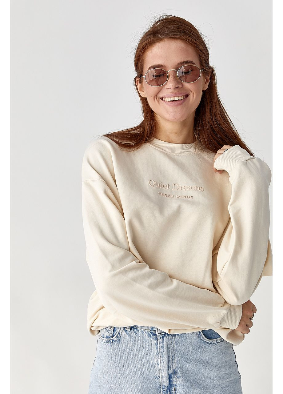 Кремовий світшот з об'ємним написом Lurex (355077349)