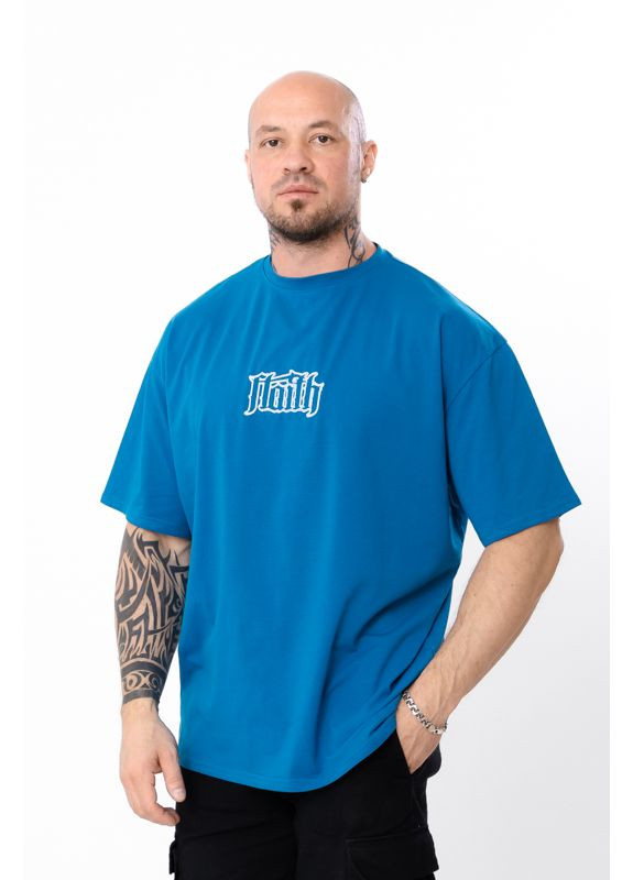 Бірюзова футболка чоловіча (оверсайз) (p-14030) з коротким рукавом Носи своє 8383-036-22