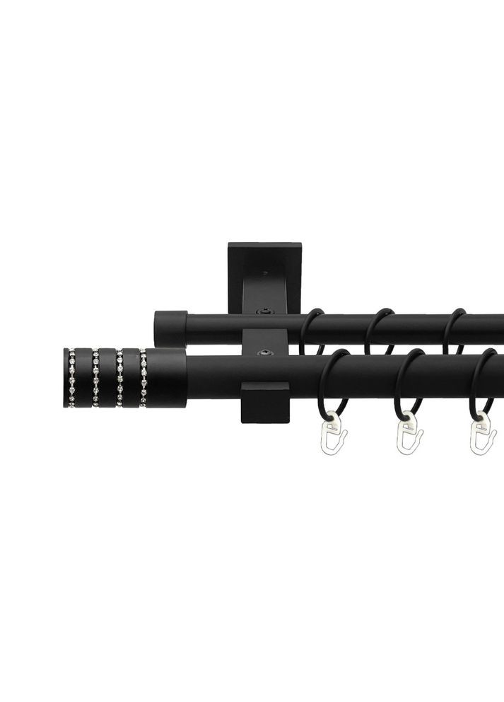 Карниз Барамела металевий дворядний техно гладка труба кільце металеве Чорний Матовий 19\19 мм 240 см ORVIT (299335765)