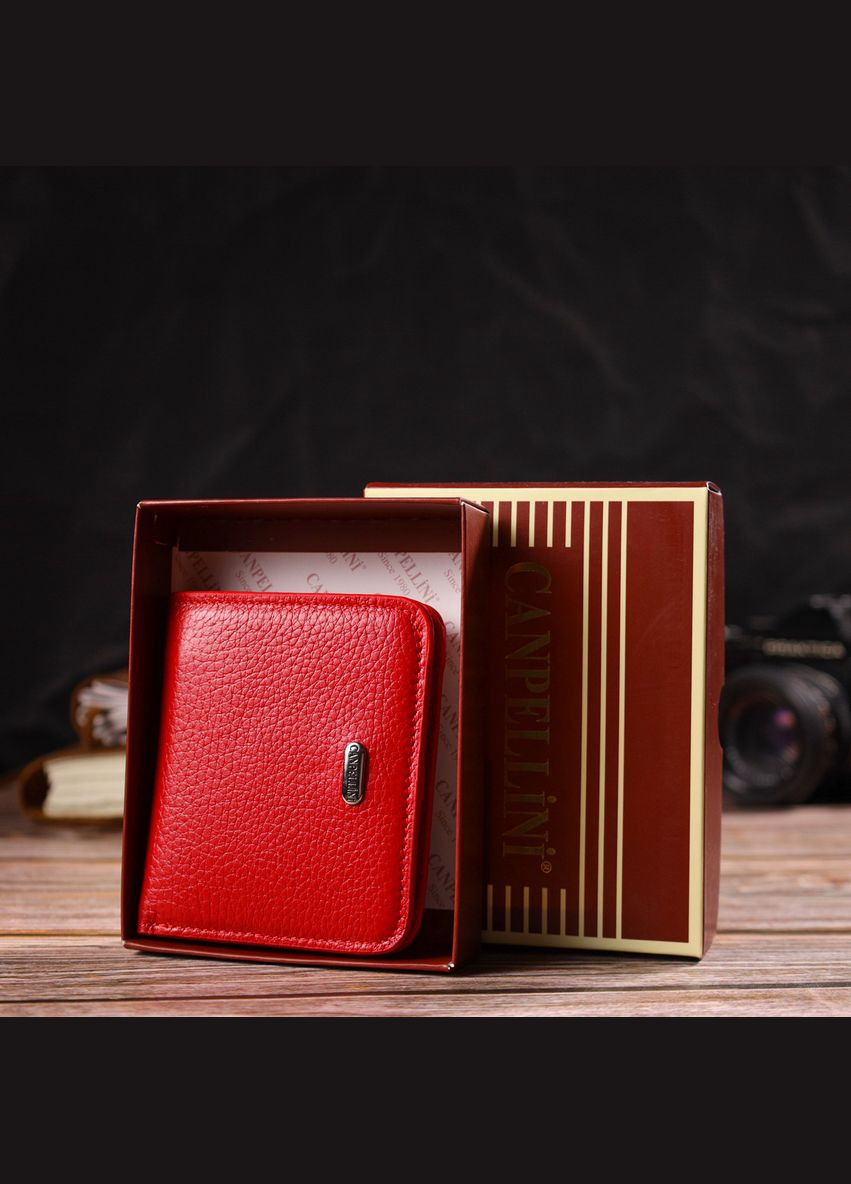 Чудовий жіночий гаманець невеликого розміру з натуральної шкіри 21803 Червоний Canpellini (298566713)