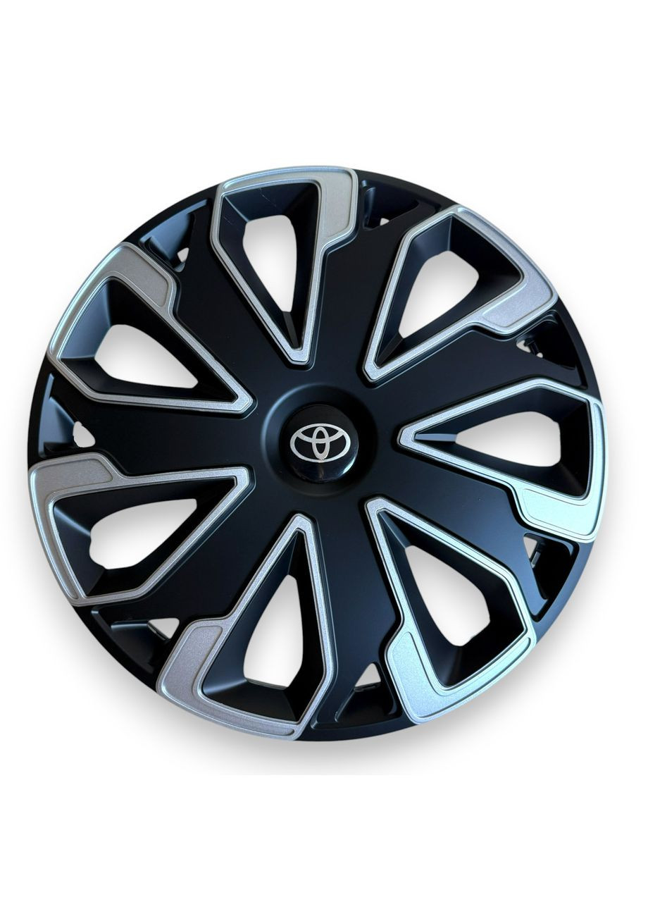 Ковпаки на колеса Ultimo Silver Black R15 з логотипом Toyota ковпаки на диски Ультімо Сільвер Блек Р15 з логотипом Тойота No Brand (364463050)
