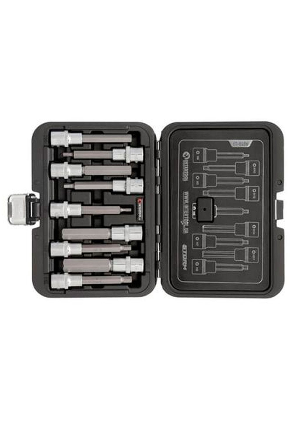 Набор бит в торцевой головке шестигранных HEX 1/2" x H4-H17 x 100 мм (9 шт.) Storm Intertool (363977256)