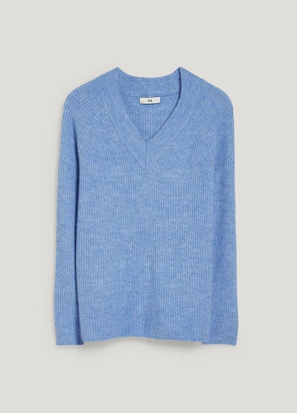 Голубой демисезонный пуловер в составе с шерстью C&A