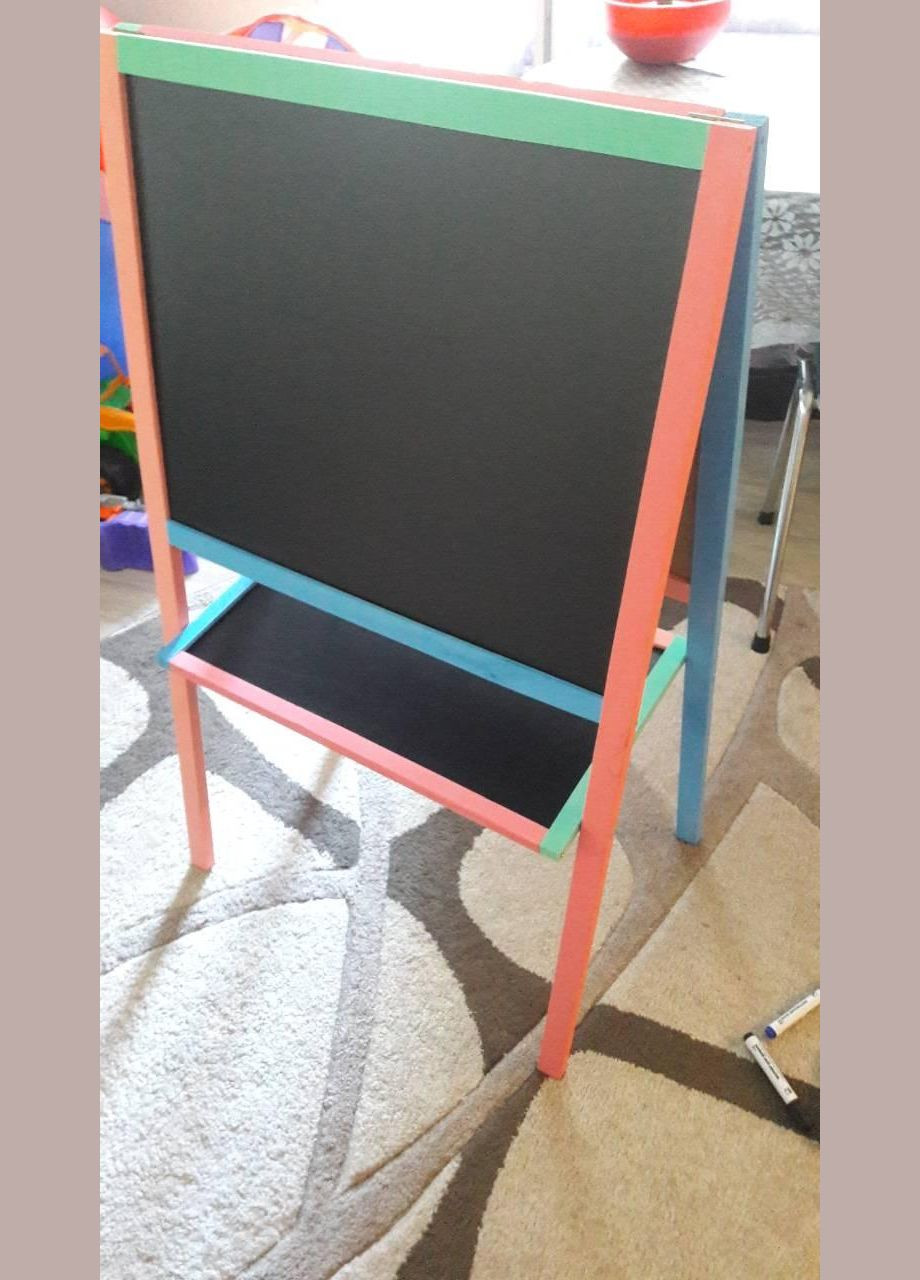 Мольберт дитячий дерев'яний двосторонній магнітний різнокольоровий, дошка для малювання магнітна 3в1. Масяня (334727142)