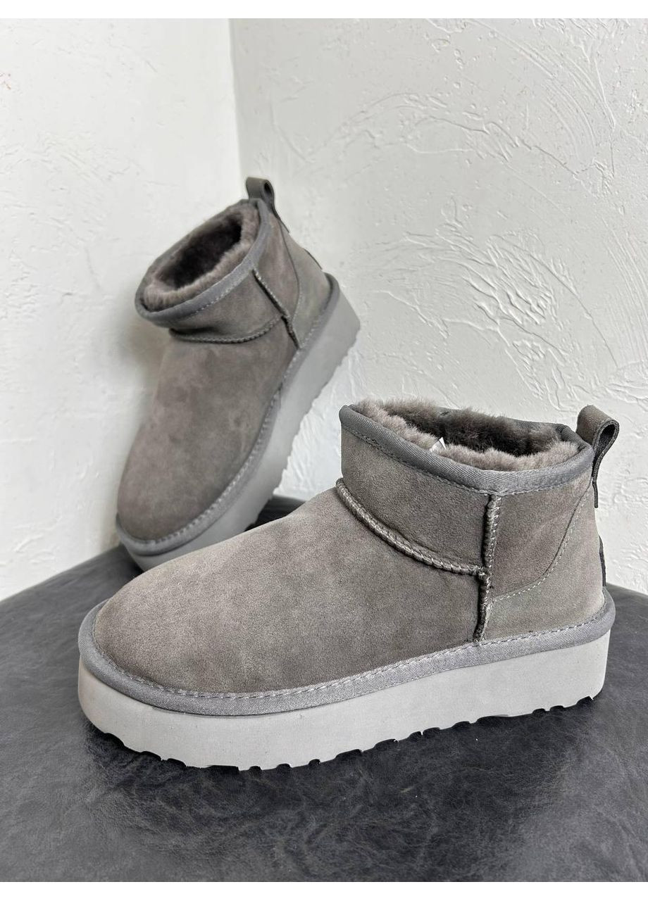 Жіночі Уггі UGG Ultra Mini Platform Grey (Замша) (366320678)