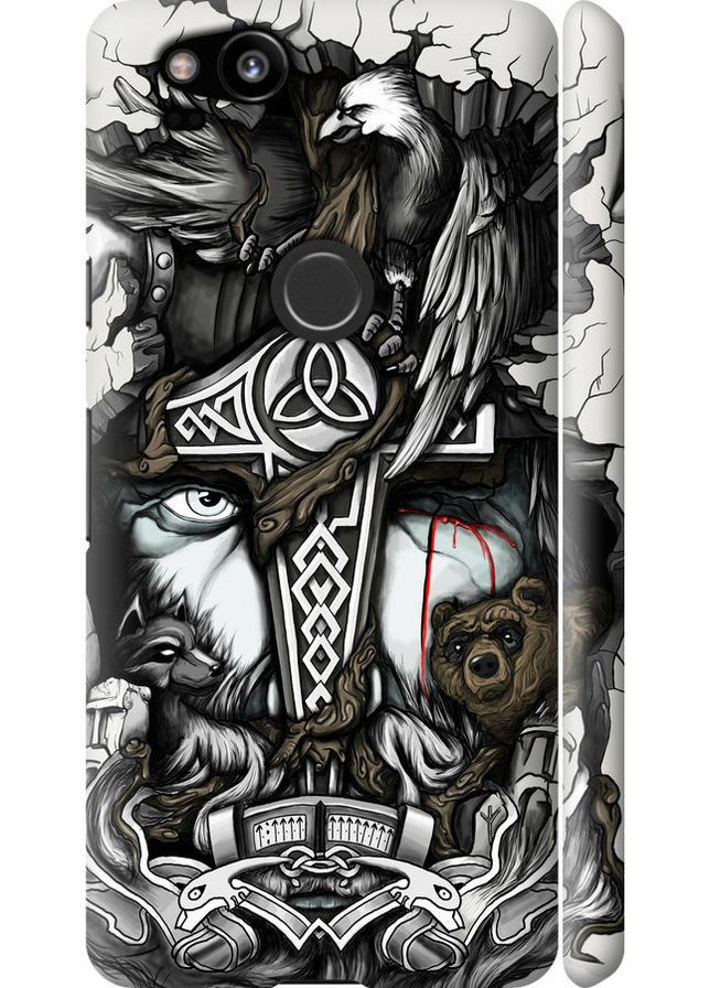 3D пластиковий матовий чохол 'Тату Вікінг' для Endorphone Google Pixel 2 (257834026)