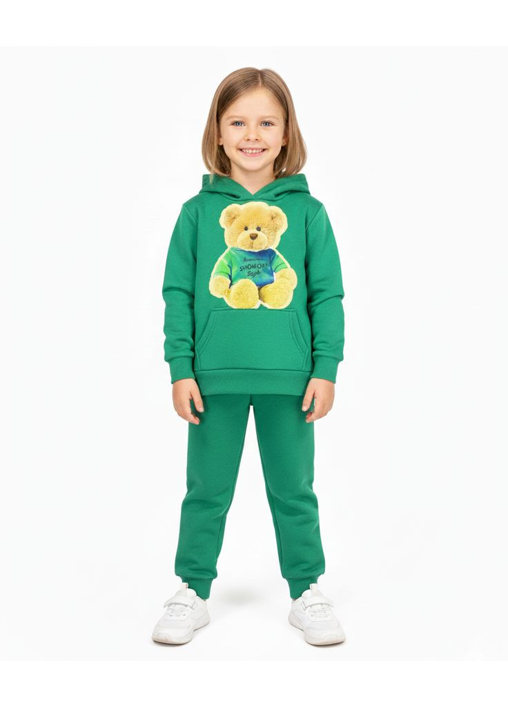 Спортивний костюм для дівчинки 86–122 см зелений з ведмедиком (№425) No Brand (370439487)