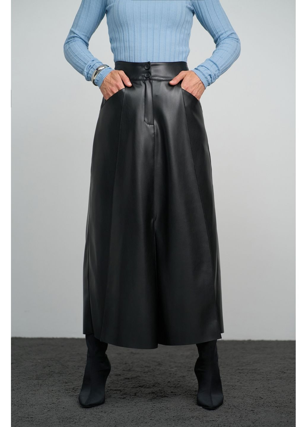 Жіноча спідниця з еко-шкіри А-силуету з кишенями (3073) Triko Bakh (360919894)