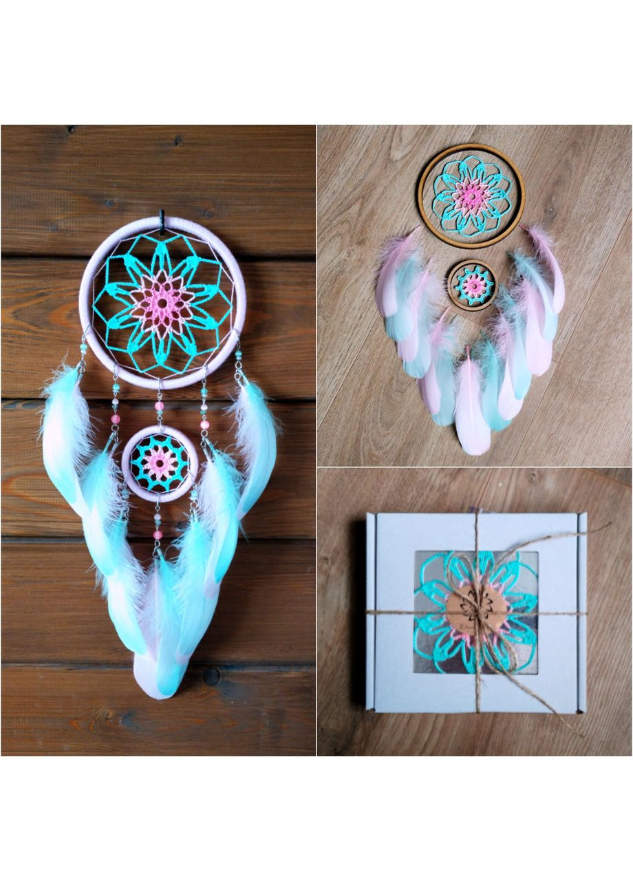 Авторский эко-набор для творчества "Ловец снов "Розовая мята". Набор для рукоделия с пошаговой инструкцией Dream Studio (363057541)