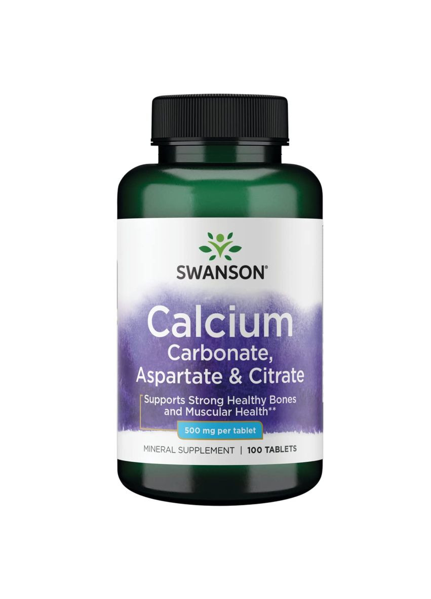 Кальций Calcium Carbonate, Aspartate & Citrate 500 mg 100 tabs Swanson (292632734)