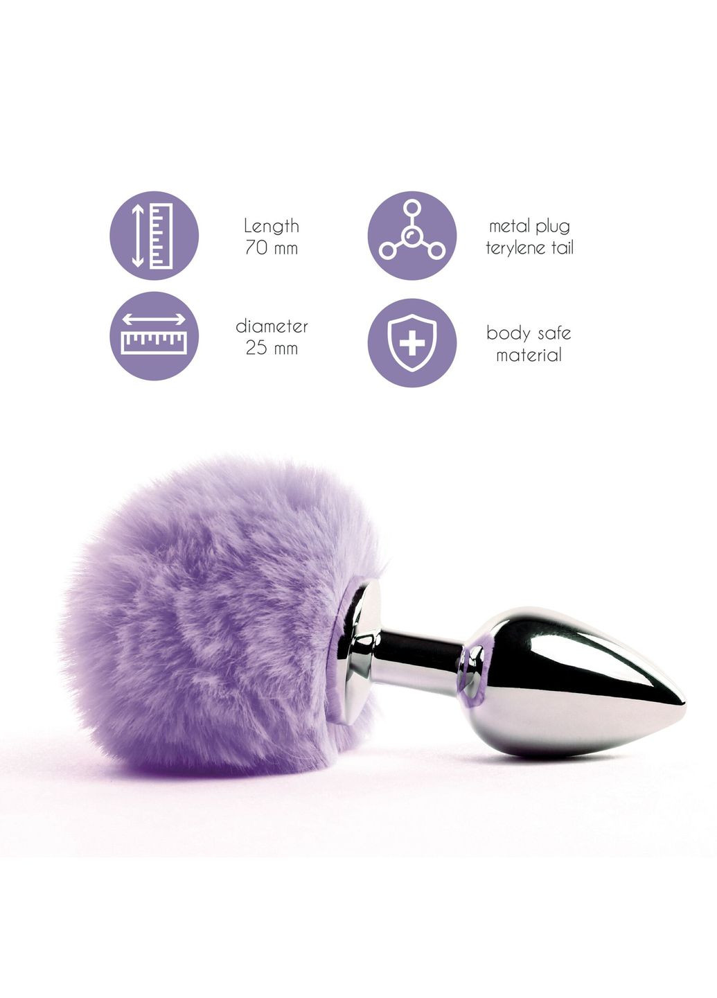 Анальна пробка Bunny Tails Butt Plug Purple FeelzToys (297572889)