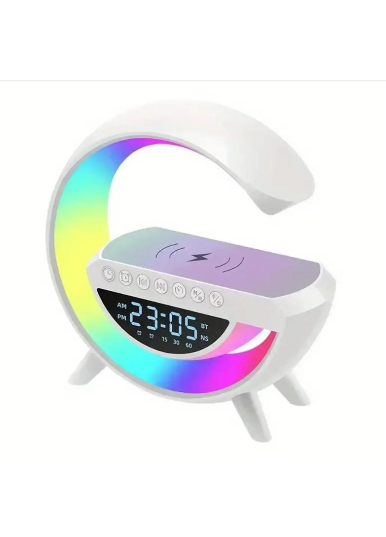 Лампа-ночник с беспроводной зарядкой, будильником и Bluetooth колонкой, BT-3401 / Настольная смарт лампа No Brand (357226549)