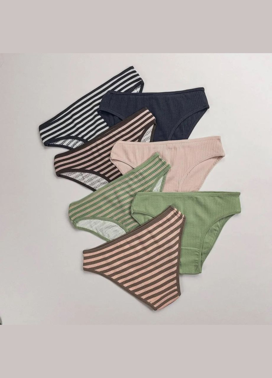 Набор женских трусиков в полоску неделька в рубчик - 7 шт. Nicoletta (303617346)