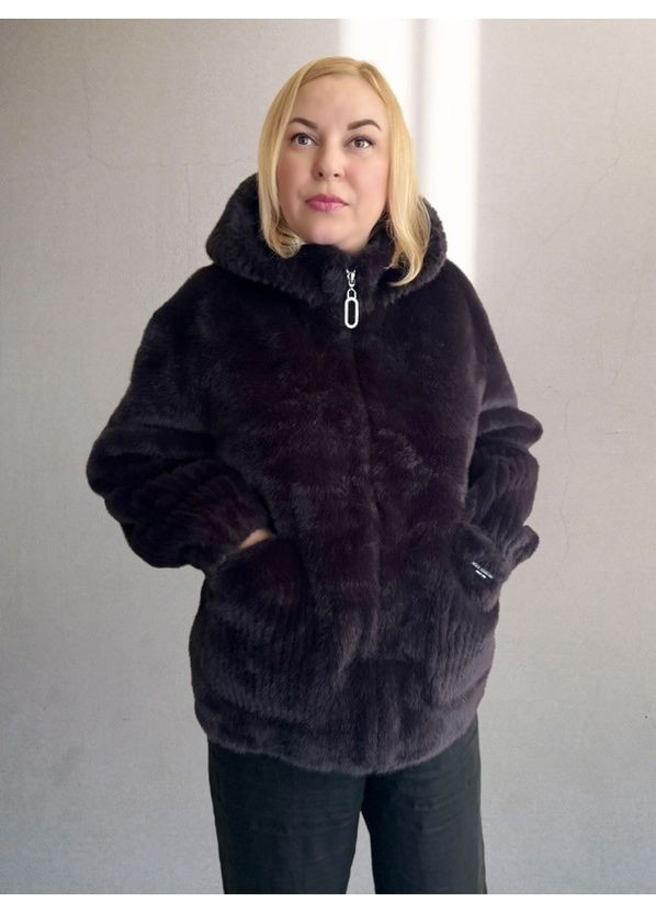 Женская короткая шуба с капюшоном Норка Баклажан No Brand (363975783)