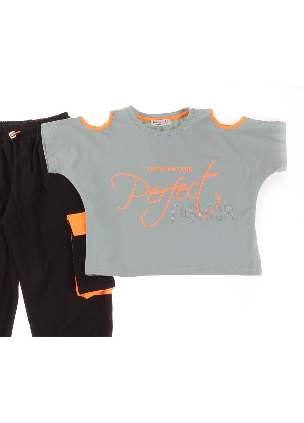 Зелений літній футболка + бриджі 5064 мятний і чорний Smile