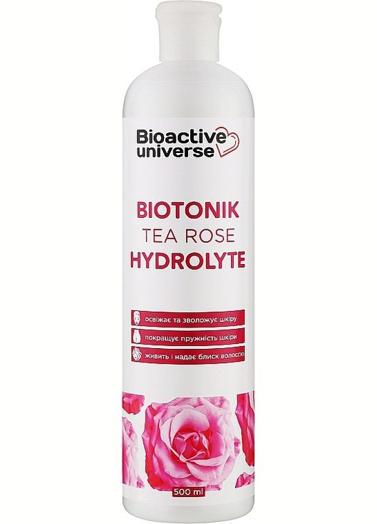 Гідролат чайної троянди, освіжає та зволожує, для обличчя, тіла та волосся, тонік Biotonik Hydrolyte 500ml (1317199-15162114) Bioactive Universe (368662848)