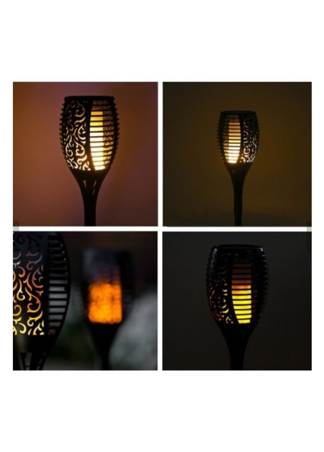 Садовий світильник на сонячній батареї ліхтар Смолоскип з ефектом полум'я мерехтливий вогонь 12 LED 515 мм No Brand (345701967)