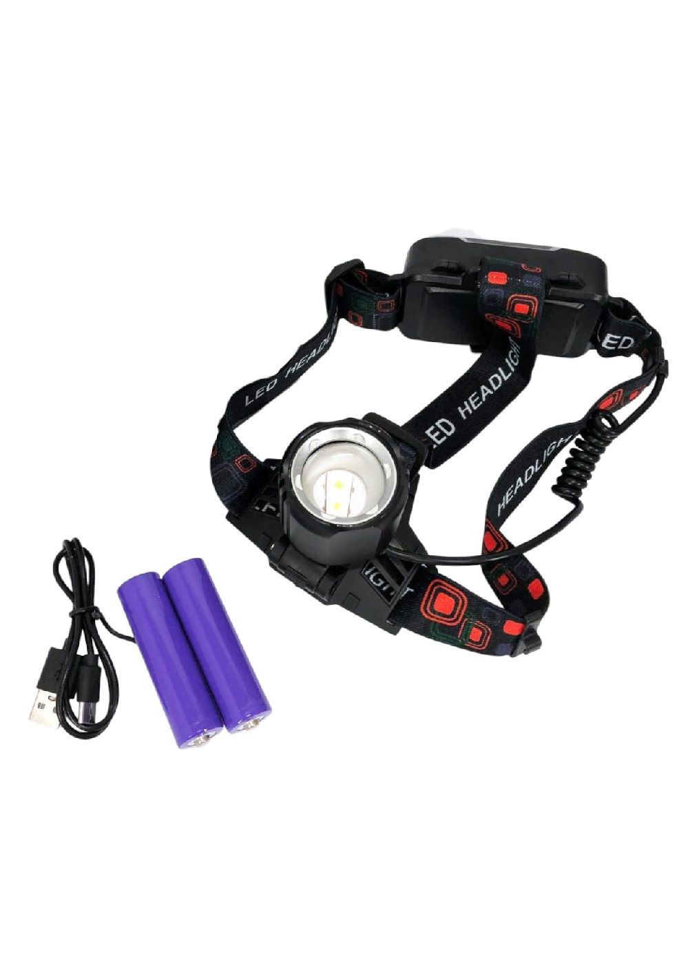 Ліхтар налобний світлодіодний акумуляторний з білим зеленим кольором світіння функцією зум для бігу риболовлі (479366-Prob) Unbranded (317365158)