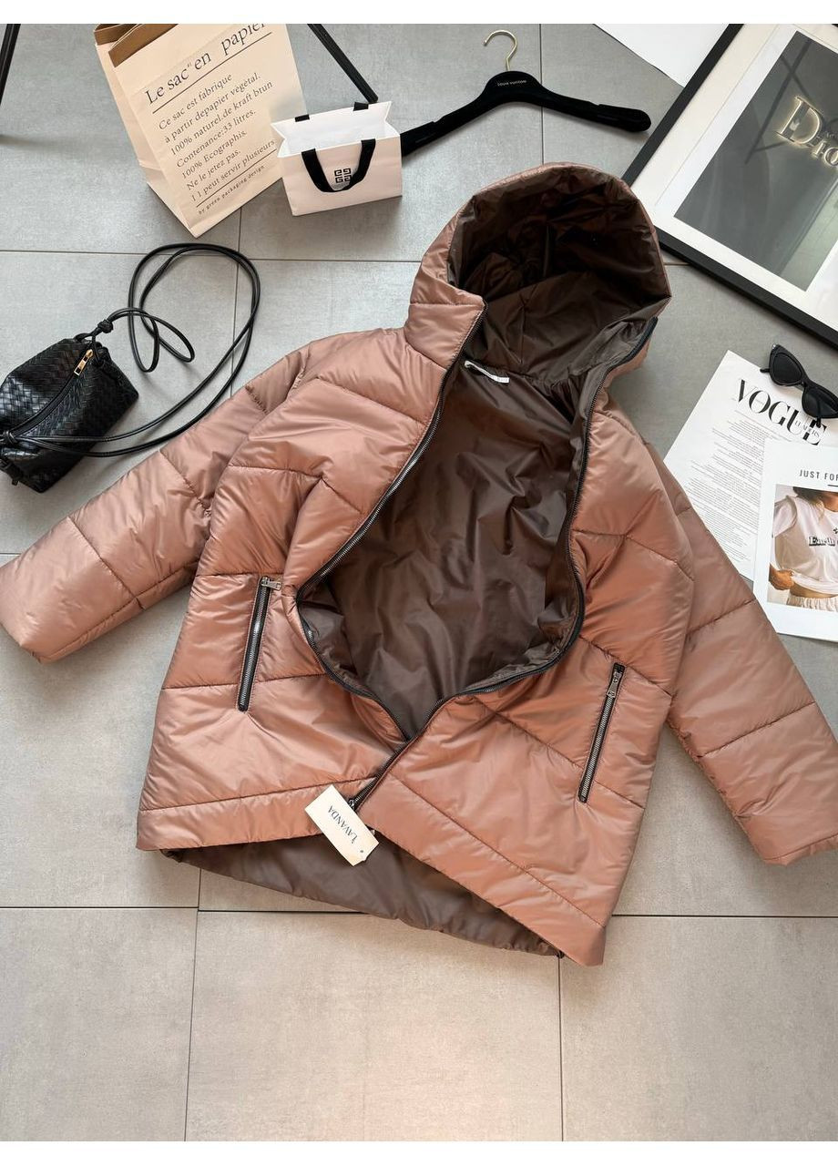 Світло-коричнева зимня жіноча зимова куртка куртка-пальто No Brand