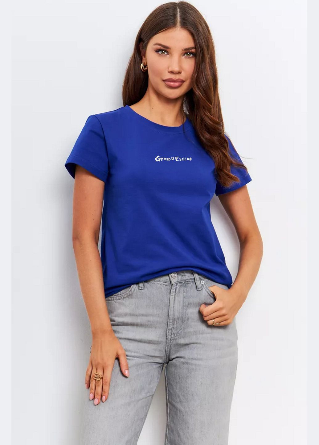 Футболка жіноча синього кольору Let's Shop - (330574197)