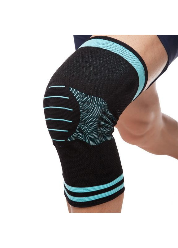 Наколінник із силіконовим кільцем (1шт) 9066 (неопрен, нейлон, розмір L, чорний-бірюзовий) Mute (361439275)