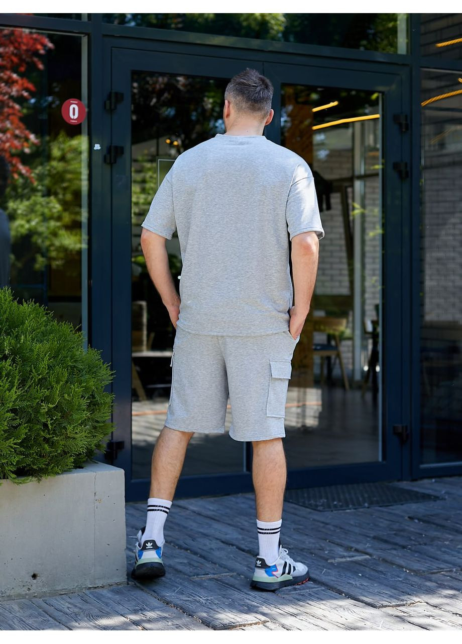 Серый демисезонный "sportedge" – мужской спортивный костюм из двунити – замеры в описании. с шортами GD/GL Модний простір