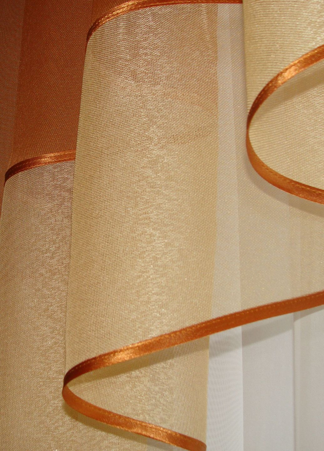 Ламбрекен Асиметрія фатин карниз 250см коричневий з пісочним (20_2_2,5м) Firanka Simple (333711329)