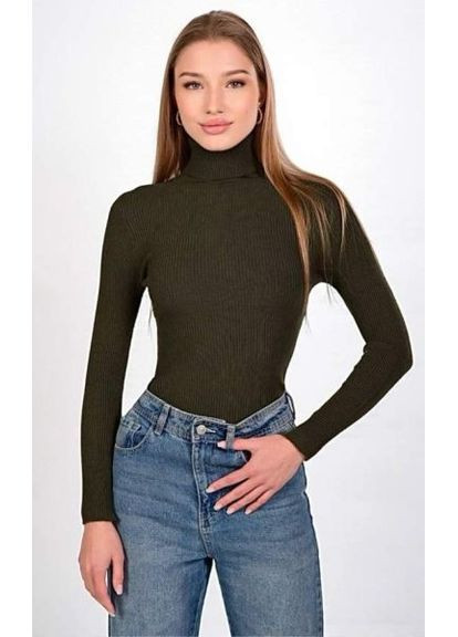 Оливковый (хаки) демисезонный женский гольф-водолазка (арт. 421) No Brand