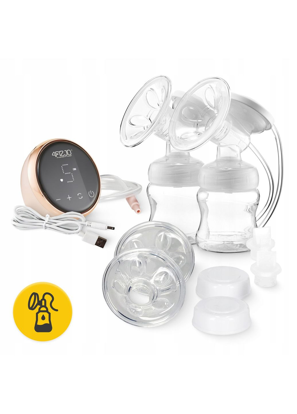 Молоковідсмоктувач електричний Twin подвійний, 150 мл x 2 Pink (P-5905973402415) 4FIZJO (357133004)