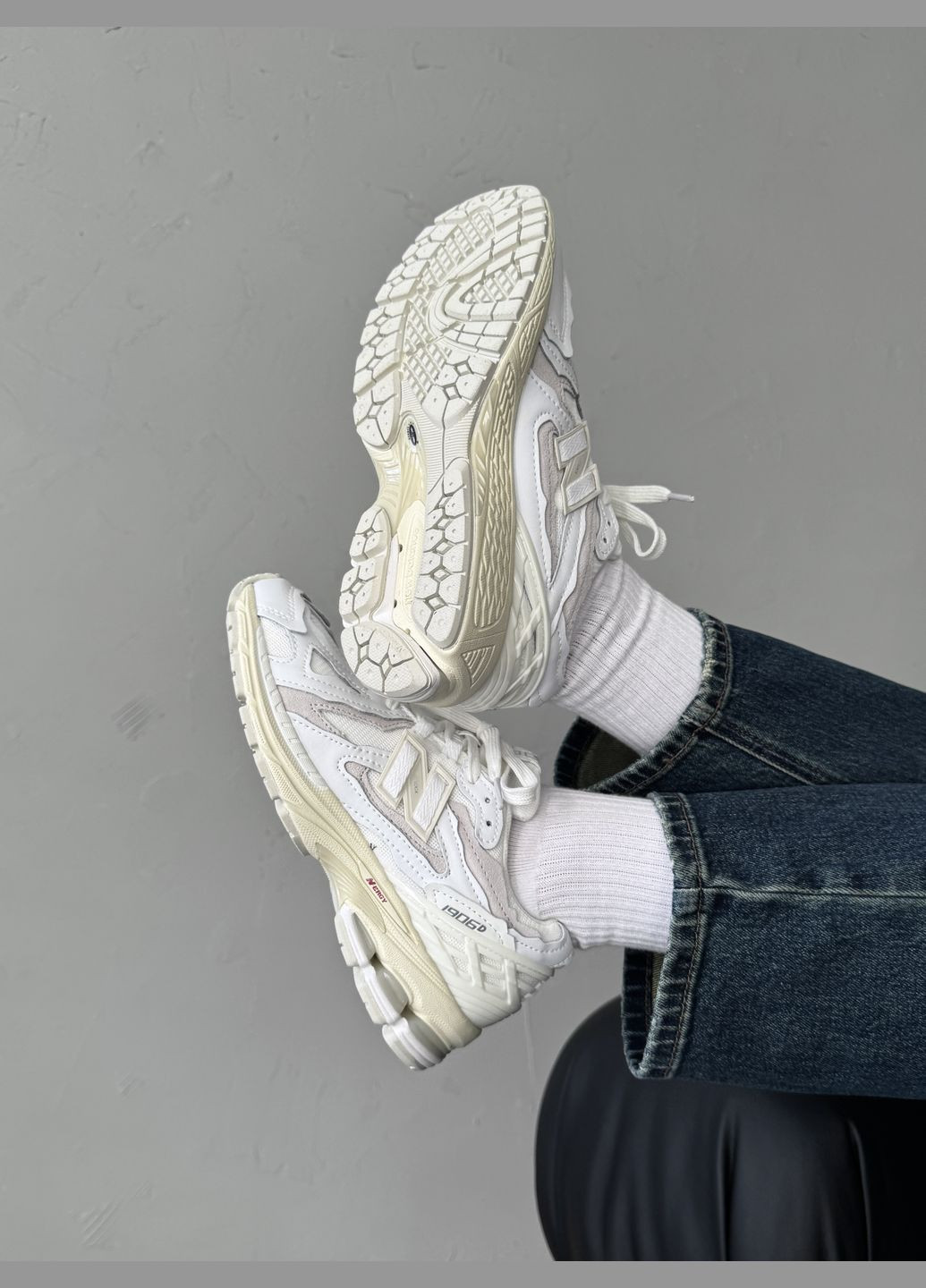 Кроссовки женские и мужские New Balance 1906D white beige | Нью Беланс 1906D белые бежевые No Brand белые демисезоны (316091103)