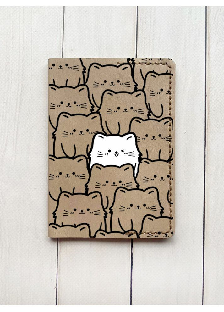 Кожаная обложка на паспорт книгу: Бежева (принт 392) CASE CONTROL (369616652)