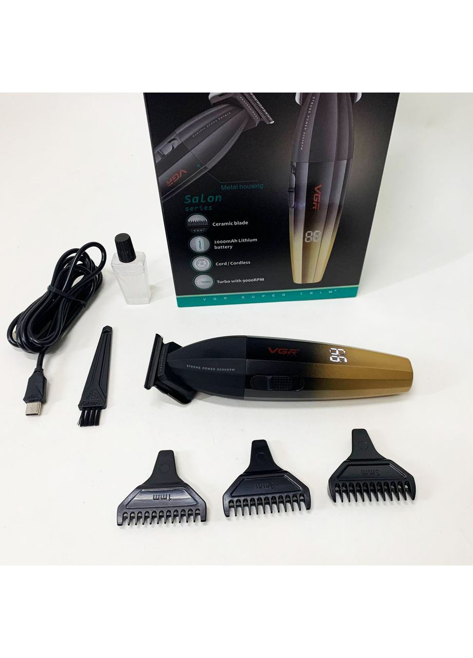 Машинка для стрижки волосся V-906 тример для окантовки та стрижки бороди. Колір: жовтий VGR (364664558)