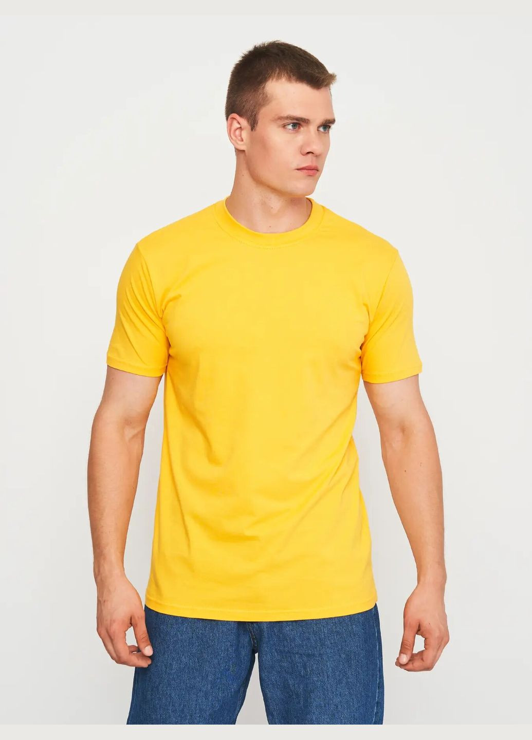Желтая мужская футболка с коротким рукавом Роза