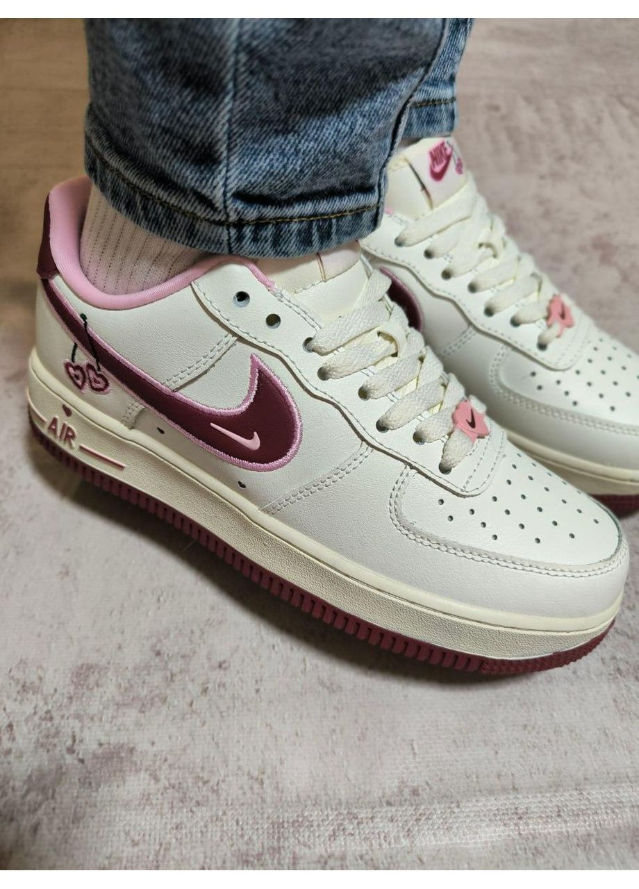 КРОСІВКИ ЖІНОЧІ NIKE AIR FORCE 1 CHERRY НАЙК АІР ФОРС 1 ПРЕМІУМ No Brand білі демісезони (368884421)