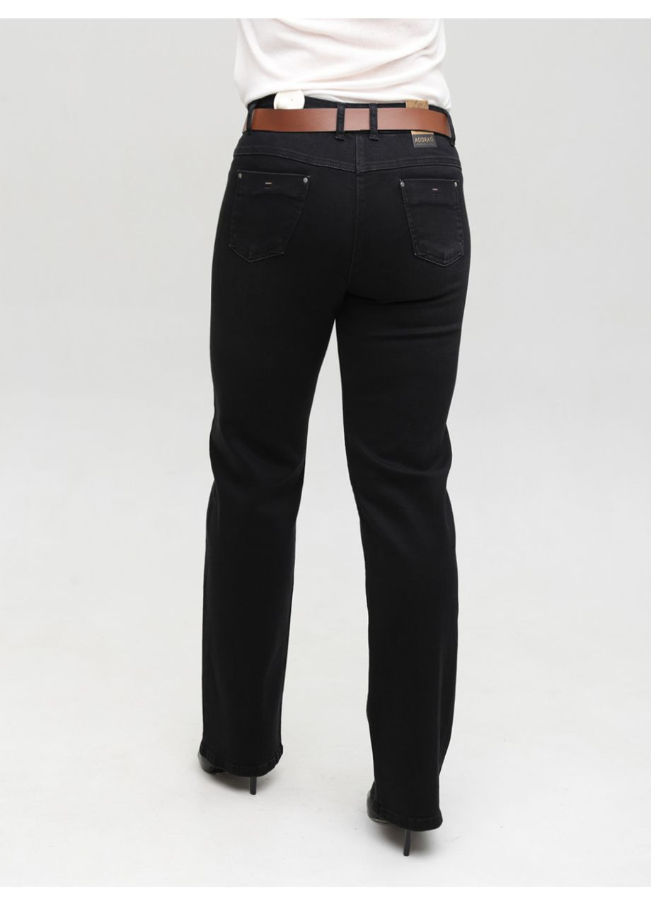 Джинси жіночі прямі чорні із стрейчем великий розмір Пряма Adorati - (358501742)